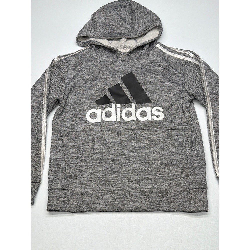 Kids Adidas Gray Heather Logo Hoodie Pullover Sweatshirt‎ Size S